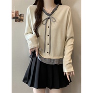 Fake Two-Piece Long-Sleeved T-Shirt Women Spring Autumn 2025 Winter Plaid Stitching Layered Inner Sh