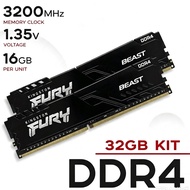 Kingston Fury Beast Black DDR4 32GB (2x16GB) 3200 MHz DIMM 2x16GB (KF432C16BBK2/32)
