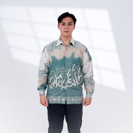 HIJAU KEMEJA BATIK TRUSMI Men's Batik Shirt with Green Bahama Combination Motif DNJ