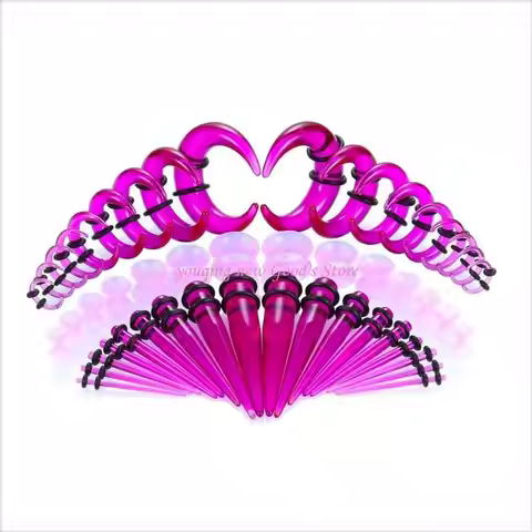 57QA 14G-00G Ear Gauges Expander Set Acrylic Tapers Plugs Silicone Tunnels for Ear
