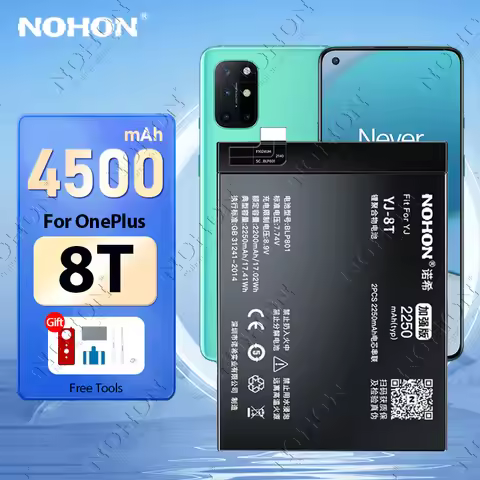 NOHON Battery for OnePlus 8T 9RT 7T 6T 5T Nord 2 Phone Replacement Batteries For One Plus 1+ BLP801