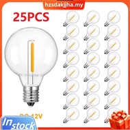 For Off-Grid Solar String Light Camping RV Compatible 25PCS Low Voltage G40 DC12V 1W E12 Plastic Led