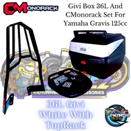 ♒ ❤ ♞,♘( MIO GRAVIS ) 36L GIVI BOX AND CMonorack FOR YAMAHA MIO GRAVIS 125cc