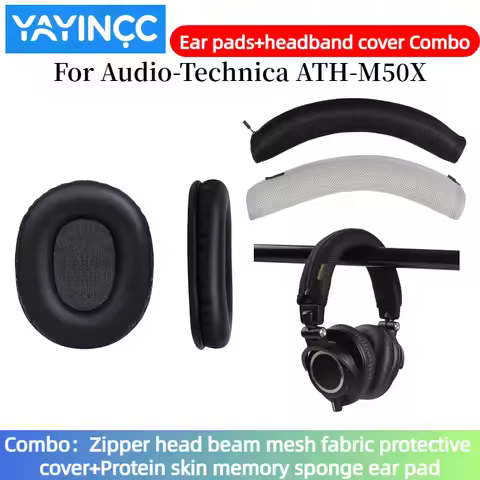 YAYINCC Replacement Ear pads+Zipper headband cover Combo For Audio Technica ATH M50 M50X M50XBT M40X