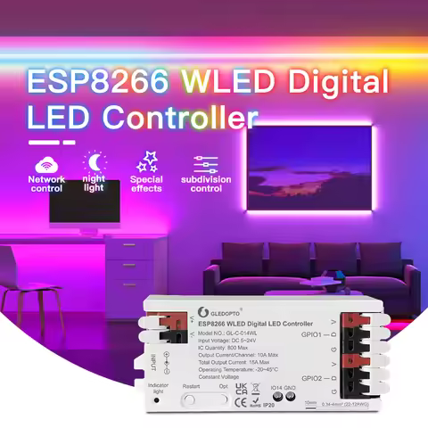 ESP8266 WLED LED Controller Dynamic RGB 800IC DIY App Control For WS2811 WS2812 SK6812 TM1814 WS2813
