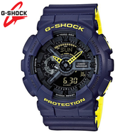 Jam Tangan Pria G Shock GA-110 Import Navy Kuning Edition Fullset ,G shok G sock Dualtime Anti Air C