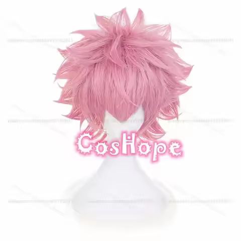 MHA Pinky Ashido Mina Women Fluffy Pink Anime Cosplay Wig Heat Resistant Synthetic Wigs Halloween