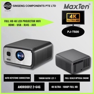 MaxTen T500 LCD Projector | HDMI - USB - RJ45 | WiFi Dual Band 2.4G+5G | Android12 2+64GB For Cinema