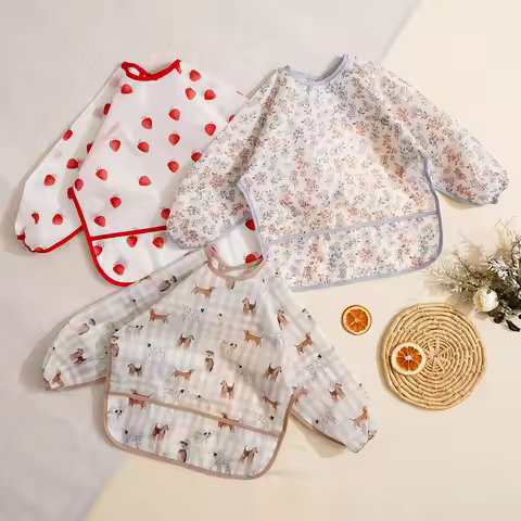 HapplyFlute Baby Feeding Apron Waterproof Long Sleeved Baby Drawing Bag 1-3 Years Old Waterproof Pro
