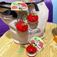Exquisite Mini Fun Apple Allegro Keychain Decompression Wooden Fish Musical Instrument Castanets Pen