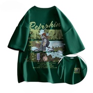 Korea Cotton 1 Oversize Short Sleeve T-Shirt CMDXY7156 Men Women Striped Letter Cartoon Loose Summer