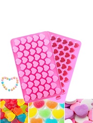 1入組55心形蠟燭矽膠模具,粉色迷你甜點冰糕托盤肥皂巧克力模具,適用於情人節烘焙
