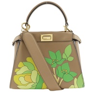 【日本直送】FENDI 芬迪 Peekaboo Mini Flower 手提包 2WAY 肩背包 8BN244 皮革 米色 花卉 女款【二手】