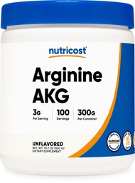 Arginine AKG Powder 300 Grams (AAKG) - 3G Per Serving & 100 Servings - Pure Arginine Alpha Ketogluta