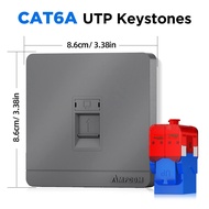 AMPCOM 86mm Faceplate with  CAT6A 10Gbps UTP Keystone Jack No Punch-Down Tool Required Module Couple