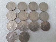 1980 - 1989年女皇頭 英女王伊利沙伯二世 香港伍圓硬幣 五元 $5 五蚊 硬幣 共14枚