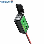 Waterproof 12V SAE to Dual USB Motorcycle Charger Adapter for Phone GPS