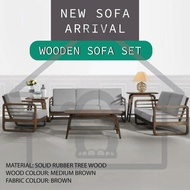 Solid Rubber Tree Wood Sofa Set/Wooden Sofa Set/Solid wood Sofa/living hall sofa set/Sofa Kayu