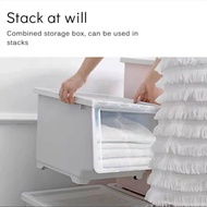 CS_Plastic Storage Box Multipurpose Storage Container Box Wardrobe Box Organizer with Wheel 43 x 33 