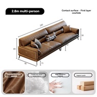 AUGA โซฟาหนังแท้ genuine leather sofa l shape Retro couch living room