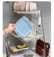 	慳位廚房轉角置物-架水槽碗盤收納架多功能角落放碗架瀝水架水池碗碟架 (U3317)