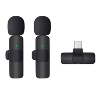 2 in1 Wireless Microphone ไมโครโฟนหนีบไร้สาย ไมค์หนีบปกเสื้อ ใช้ได้กับTIKTOK ถ่ายคลิป ไลฟ์สด ถ่ายวีด