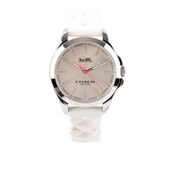 【COACH】Libby 標誌馬車圖案橡膠錶帶女錶(白色)/ 平行輸入