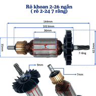 Rotor khoan Bosch các loại 2-26 ngắn 2-24 2-26 7 răng 2-26 thân 41