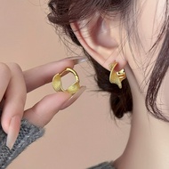 S925 Gold Water Drop Metal Buckle Hoop Earrings Ear Studs Jewelry Accessory