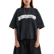 Denimitup Logo Tee x Heiden Heritage - Snowish Grey White On Black - Baju