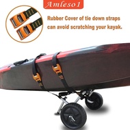 [Amleso1] Foldable Kayak Trolley with Solid Rubber Tires, Lashing Straps, Kayak Trailer, Canoe Carri