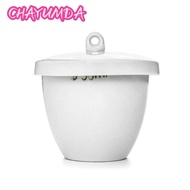 CHAYUMDA Lab Porcelain Crucible, 50ml Capacity White Ceramic Crucible,  With Lid Smooth Surface Heat