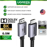 UGREEN HDMI To HDMI 2.1 Cable 8K 60Hz 4K 120Hz 48Gbps HDR Dolby Vision eARC Dolby Atmos Braided Lapt