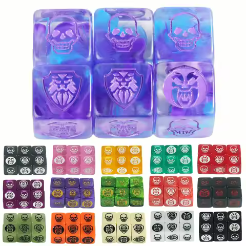 Game Dice 6pcs D6 Dice Transparent Marble Opaque Color for Board Game Table Game