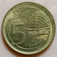 Koleksi Koin kuno Singapura Jadul 5 Cent Tahun 2016