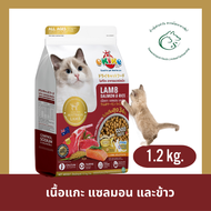 Okiko อาหารแมวแบบเม็ด รสเนื้อแกะ แซลมอน และข้าว