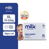 [BUNDLE] MILK Baby Diaper Flexi Tape S384 M336 L288 XL240 (8 packs)