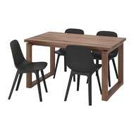 MÖRBYLÅNGA/ODGER 餐桌附4張餐椅, 實木貼皮, 橡木 棕色/碳黑色