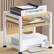 YQMHEZ 2-Tier Large Printer Table, Above Desk Printers Cabinet with Storage Shelf, Height Adjustable