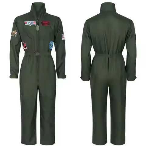 Top Gun Cosplay American Airforce Men's Uniform Costume with Glass Halloween Army Green Military Pil