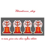 TDTT_10 TET UNICORN Stamps_ Congratulations CNY to decorate cake, candy, jam boxes, SIZE:5,4X8CM