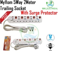 MYHOM 5WAY 1.8METER 3000W TRAILINNG SOCKET EXTENSION PLUG WITH SURGE PROTECTOR (SIRIM APPROVAL) *OFF