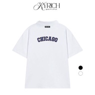 Kyrich Premium Polo Collared T-Shirt Classic Chicago Letter Tee