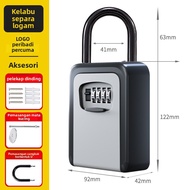 [Ready Stock] Key Lock Box with Shackle 4-Digit Password Lock Padlock Anti-theft Metal Safety Box St
