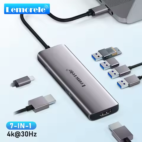 Lemorele TC66 USB C HUB USB 3.0 Docking Station USB Type-C to Dual HDMI For Macbook Air Pro iPad Pro