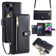 Blue Smartphone Case With Multiple Card Slots, Multi-Functional Shoulder Strap, Long Rope, Wrist Str