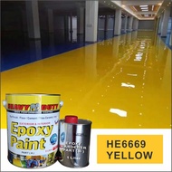 SUN YELLOW ( HE6669 ) EPOXY FLOOR PAINT ( HEAVY DUTY BRAND ) CAT LANTAI RUMAH / TOILET TILES / CEMEN