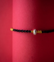 【轉運來】925純銀六字大明咒手工編織- 幸運手環-黑色-辟邪防