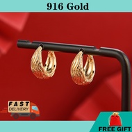 Subang Emas 916 gold earring Emas 916 anting 916  Gold-plated Earring 耳環 earrings for women  barang kemas 916 earrings