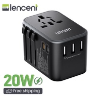 LENCENT GaN III 65W Universal Travel Adapter Worldwide Wall Charger with 1 USB Ports & 2 USB-C PD Fa